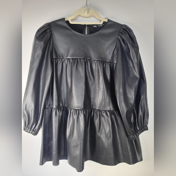 Zara Vegan Leather Babydoll Top. Size Small ⭐️Host Pick ⭐️ - Picture 3 of 8